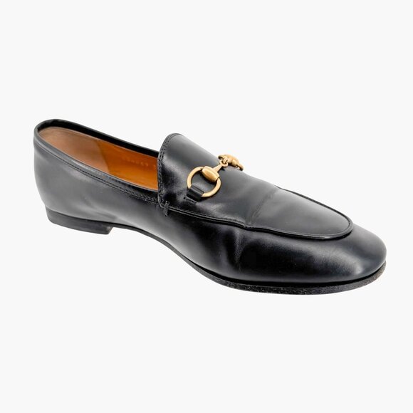 Gucci Jordaan Horsebit Loafer Flat Size 37 US 7 Black Leather Slip On Brixton - Picture 11 of 16